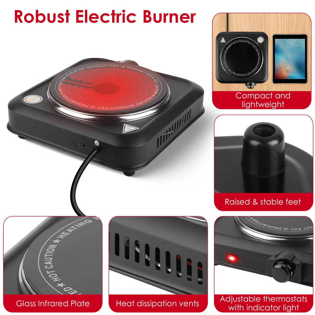 Portable Infrared Hot Plate with Glass Cooktop - Nook & Nest