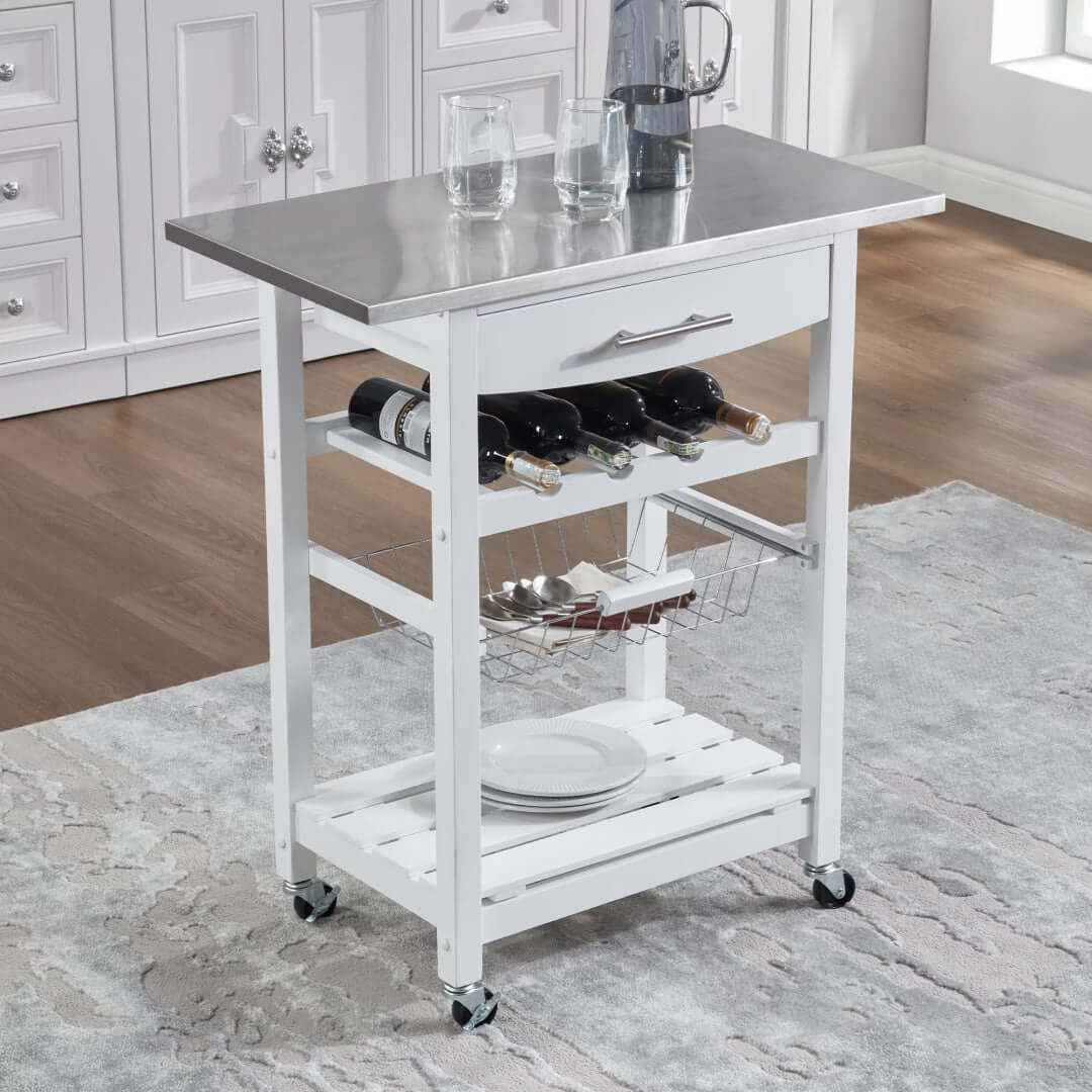 Transform Your Cooking Experience with Our Stainless Steel Rolling Kitchen Cart - Nook & Nest