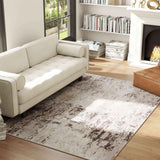 4 × 6 Mixed Brown Chenille Area Rug, Machine Washable - Nook & Nest