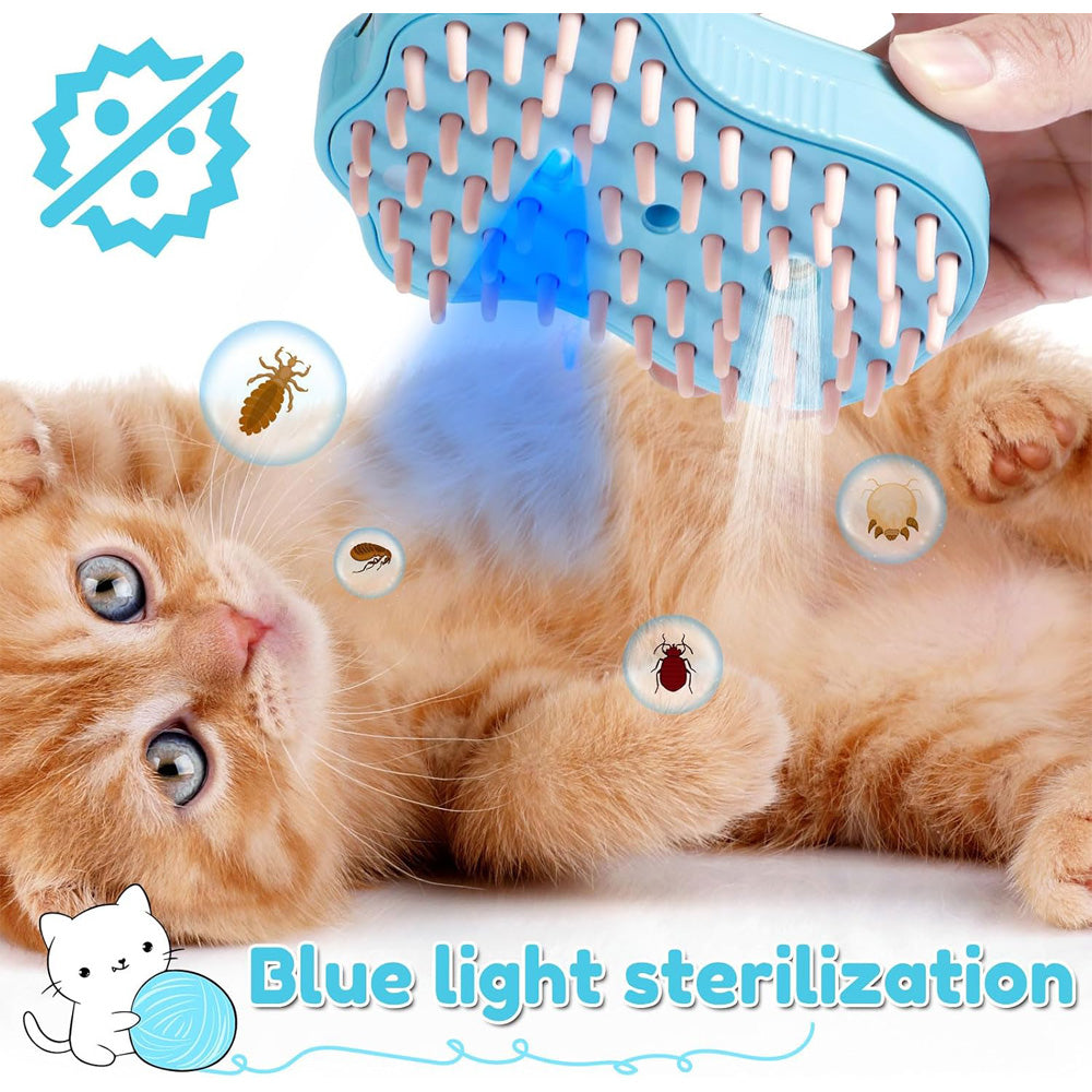 Blue Rechargeable Pet Grooming Brush with Mist Spray - Nook & Nest