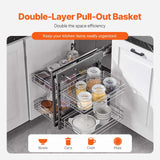 Blind Corner Pull-Out Cabinet Organizer – 4 Chrome Baskets, Swing-Out, Nook & Nest