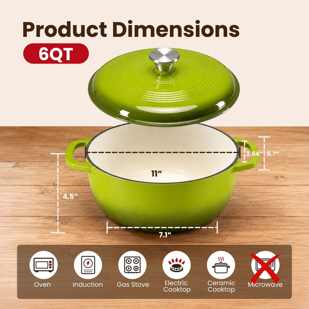 Discover Culinary Excellence with Our 6 Quart Enameled Cast Iron Dutch Oven - Nook & Nest