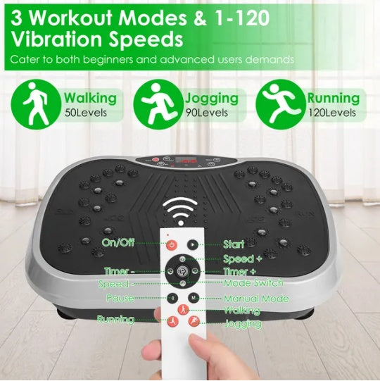 Vibration Exercise Machine With Resistant Bands Remote Control Whole Body Vibration Platform Workout Equipment Home Fitness Training Equipment For Weight Loss Fat Burner - Nook & Nest