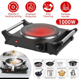 Portable Electric Hot Plate – 1000W Single Burner, 5 Heat Settings - Nook & Nest