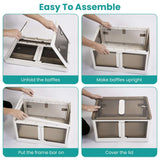 Foldable Storage Bins with Lid – 3-Pack, 4-Door Access (Top & Front), Nook & Nest