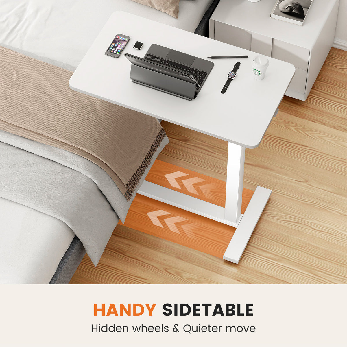 Adjustable Mobile Bed Table, Computer Desk, Mobile Standing Table - Nook & Nest