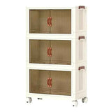 Foldable Storage Bins – 3-Pack, Magnetic Door, 360° Wheels, Clear Pane - Nook & Nest