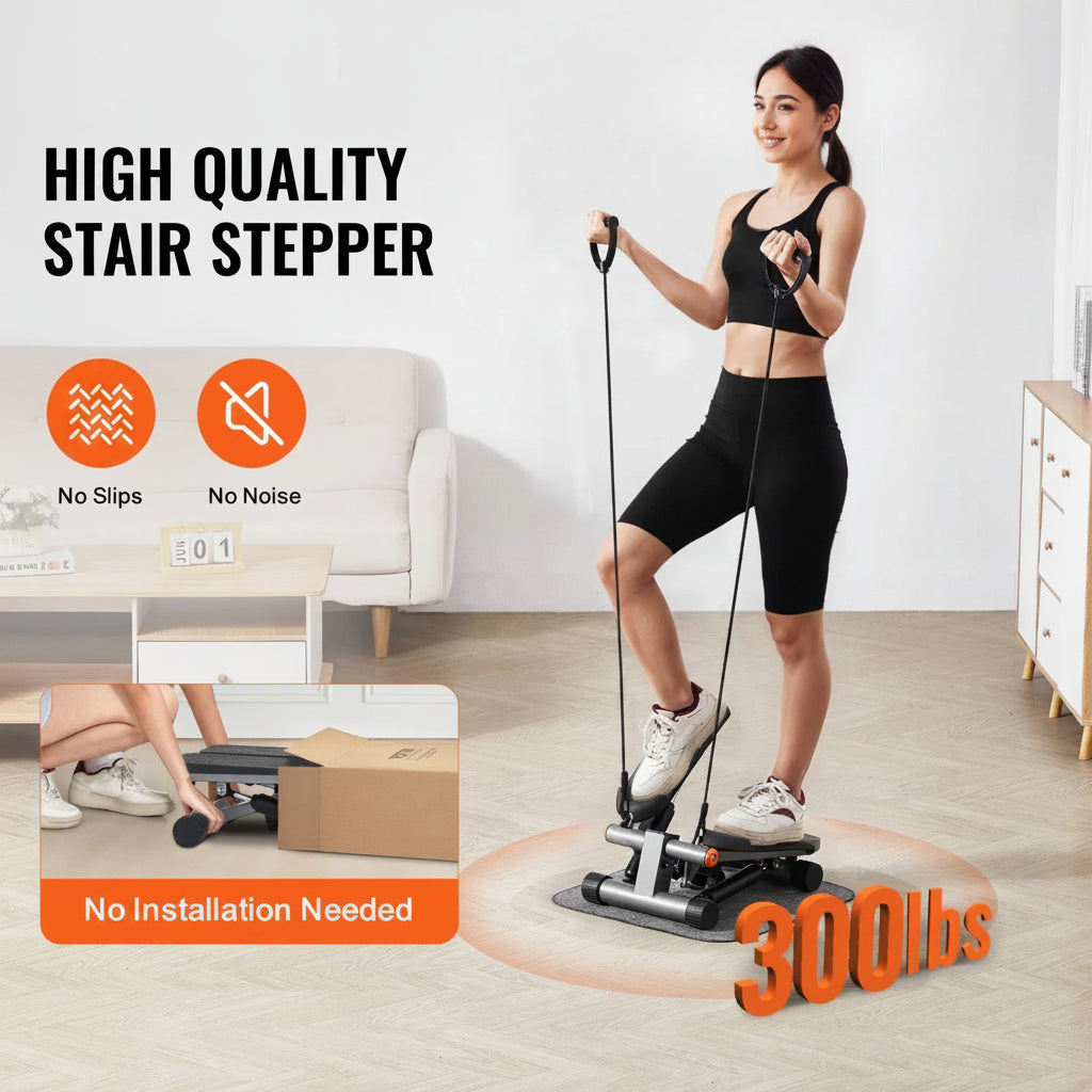 Hydraulic Mini Stair Stepper, with Resistance Band - Nook & Nest