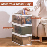 Stackable Storage Bins with Dividers – 3-Pack, Foldable Fabric, Dark B - Nook & Nest