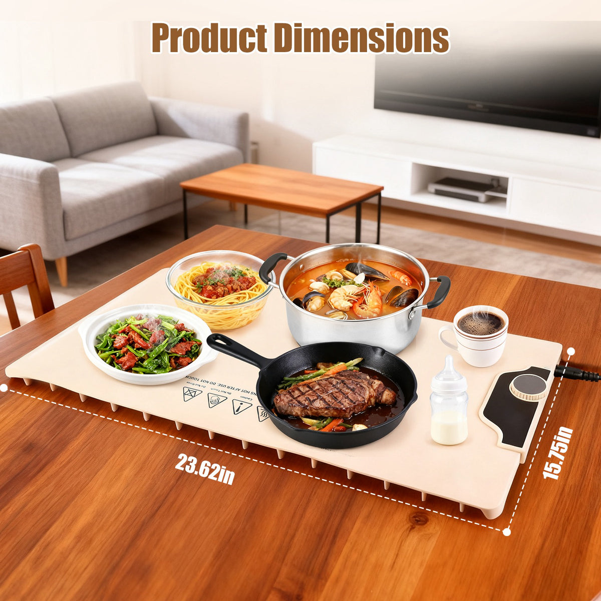 Food Warming Mat 23.6X15.8In 300W Fast Heating Electric Silicone Food Warmer With 14 Temp Levels 10Hrs Timer Settings Roll-Up Portable Hot Plates Heat Pad For Parties Buffet - Nook & Nest