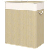 Double Bamboo Laundry Hamper with Lid – 2×13.2 Gal Sections, Removable - Nook & Nest