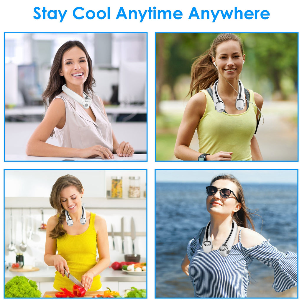 Portable Neck Hanging Fan Hands-free Cooling Personal Fan With 3 Speeds 360 Degree Air Flow Adjustable Neck Width - Nook & Nest