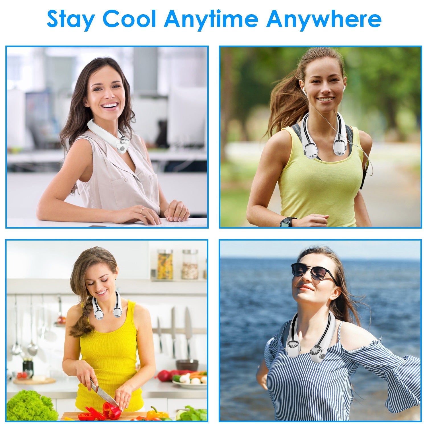 Portable Neck Hanging Fan Hands-free Cooling Personal Fan With 3 Speeds 360 Degree Air Flow Adjustable Neck Width - Nook & Nest