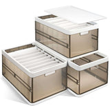 Stackable Storage Bins with Dividers – 3-Pack, Foldable Fabric, Dark B - Nook & Nest