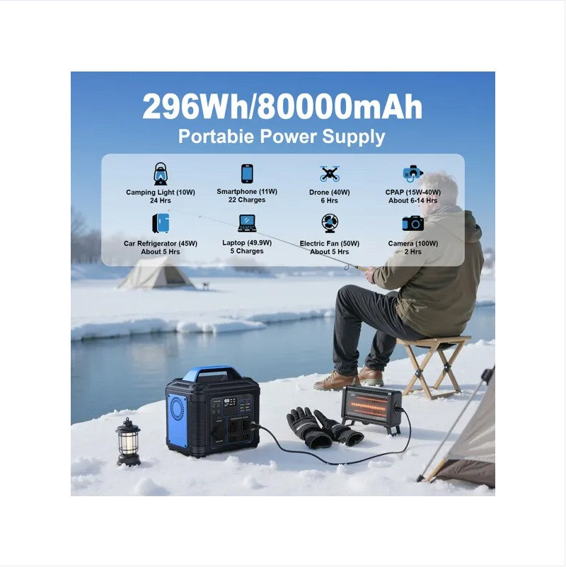 296Wh 80000mAh Lithium Battery Generator Solar For Outdoor Camping RV Home - Nook & Nest