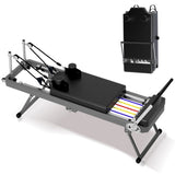 Extra Large Pilates Reformer - Multi-functional Home Fitness Equipment, 395lbs Capacity, With Dynamic Resistance Cords And Aerobic Rebounder, Improves Posture, Builds Strength, Reduces Stress, Black - Nook & Nest