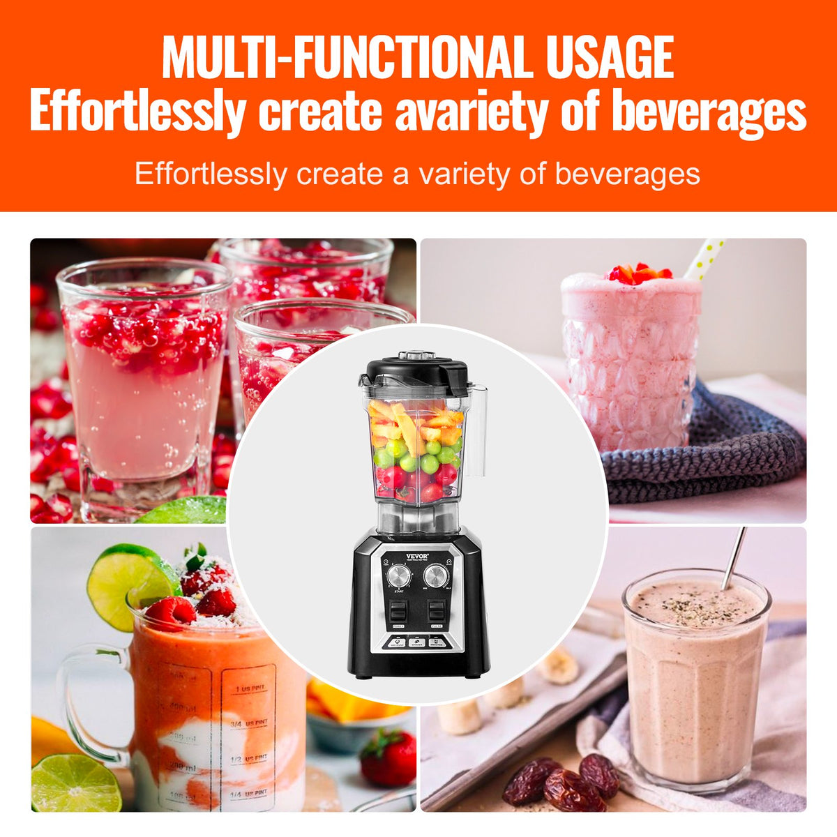 Professional Commercial Blender for Smoothies, Shakes & Frozen Drinks - 68 Oz Stainless Steel Masterpiece - Nook & Nest