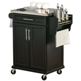 Stainless Steel Kitchen Island Cart – Spice Rack, Knife Holder, Drawer - Nook & Nest