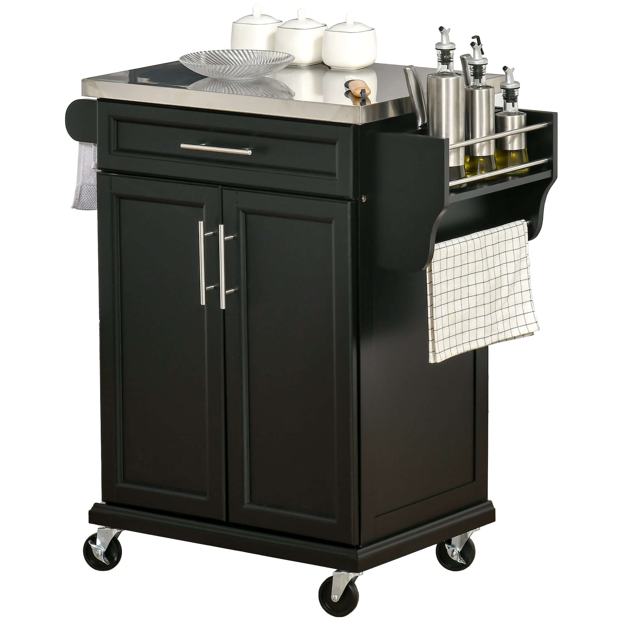 Discover the Ultimate Stainless Steel Kitchen Island Cart - With Drawer, Towel Rack & Spice Rack - Nook & Nest