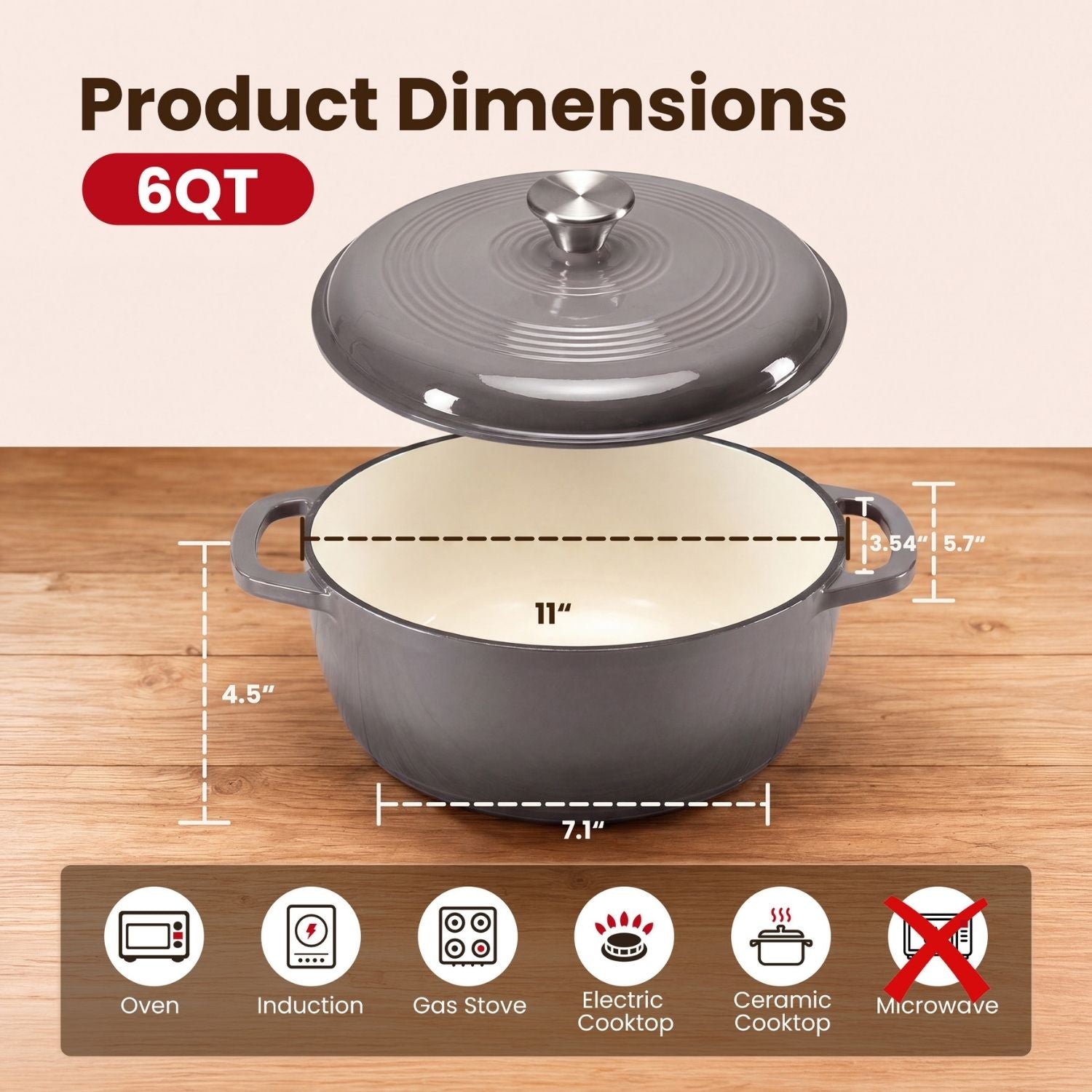 Discover Culinary Excellence with Our 6 Quart Enameled Cast Iron Dutch Oven - Nook & Nest