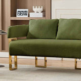 Green Teddy Fleece Accent Chair with Gold-Tone Legs - Nook & Nest