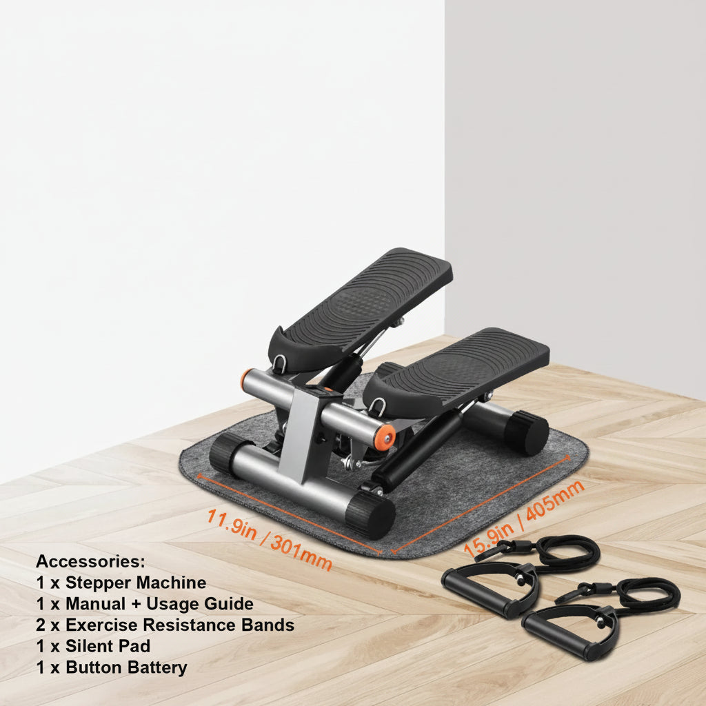 Hydraulic Mini Stair Stepper, with Resistance Band - Nook & Nest