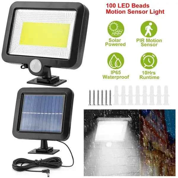 Enhance Your Outdoors with the Motion Sensor Solar Wall Light - 100 LED IP65 Waterproof - Nook & Nest