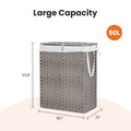 Woven Rattan Laundry Basket with Lid – 90L or 110L, Foldable, Removabl - Nook & Nest