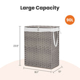 Woven Rattan Laundry Basket with Lid – 90L or 110L, Foldable, Removabl - Nook & Nest