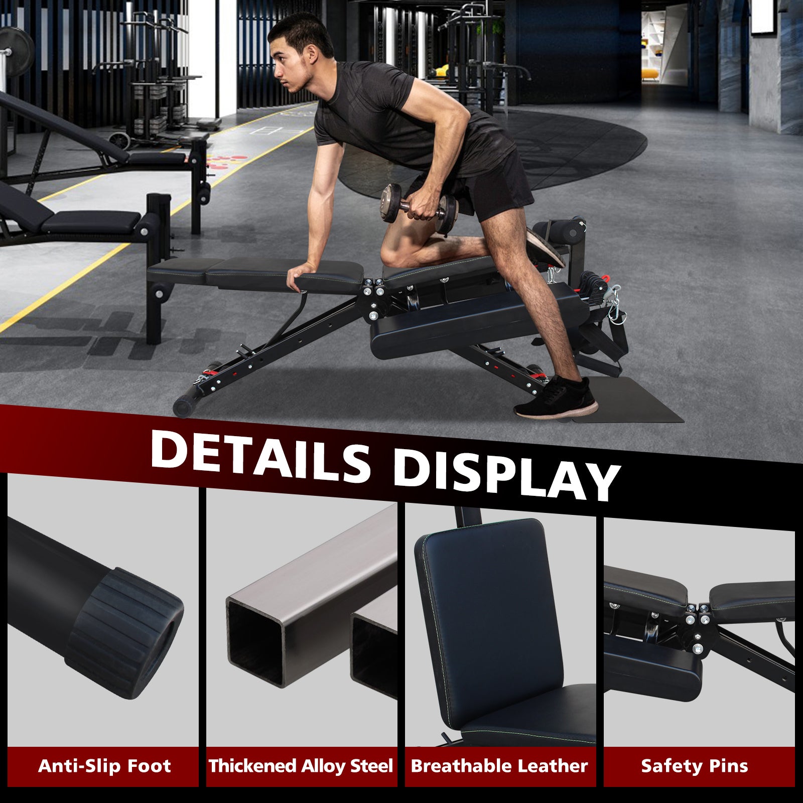 Multifunction Fitness Chair, Adjustable Strength Training Bench For Full Body Workout, Weight Bench With Fast Folding For Home Gym - Nook & Nest