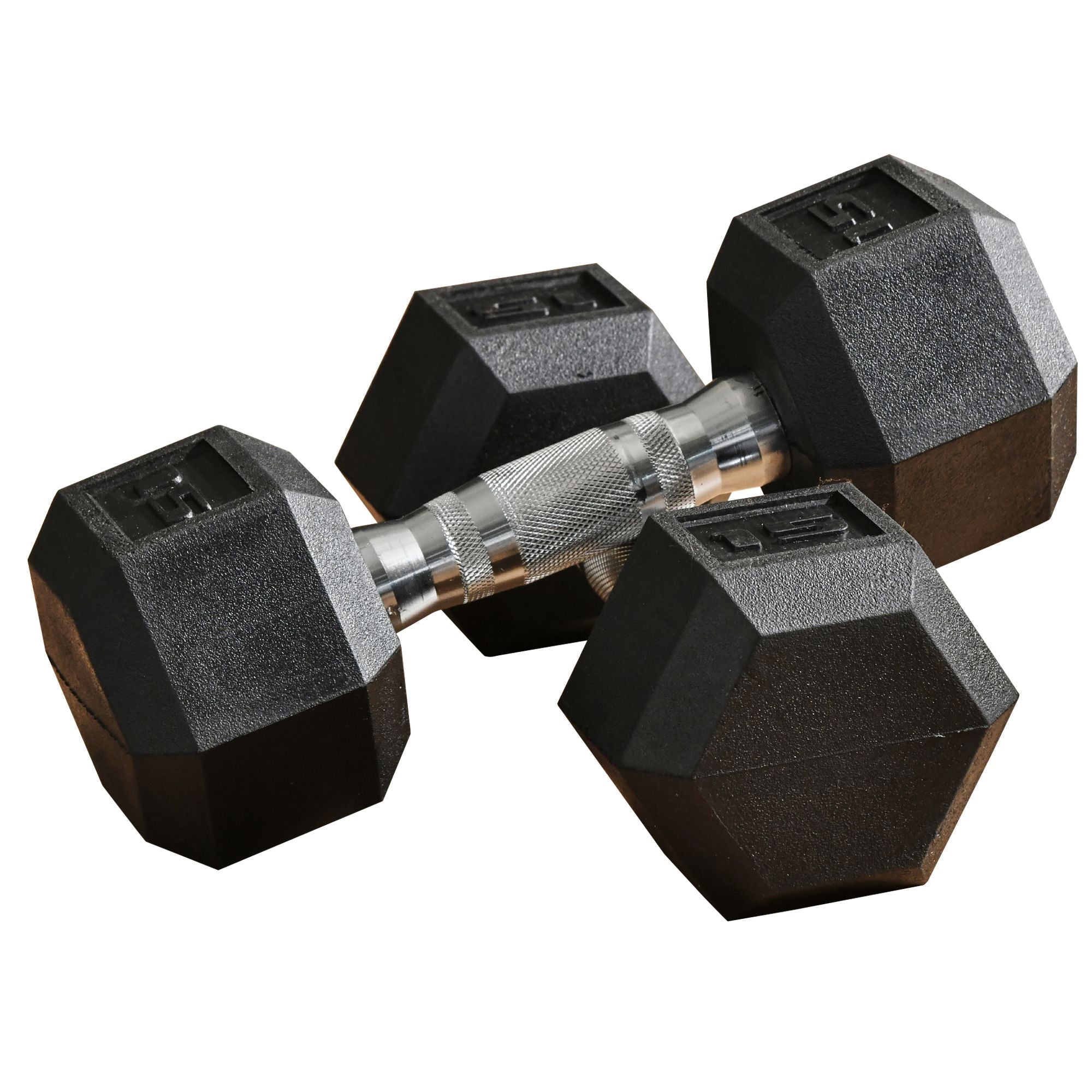 2 x 15lbs Hex Dumbbell Set of 2, Rubber Weights Exercise Fitness Dumbbell with Non-Slip Handles, Anti-roll, for Women or Men Home Gym Workout, Black - Nook & Nest
