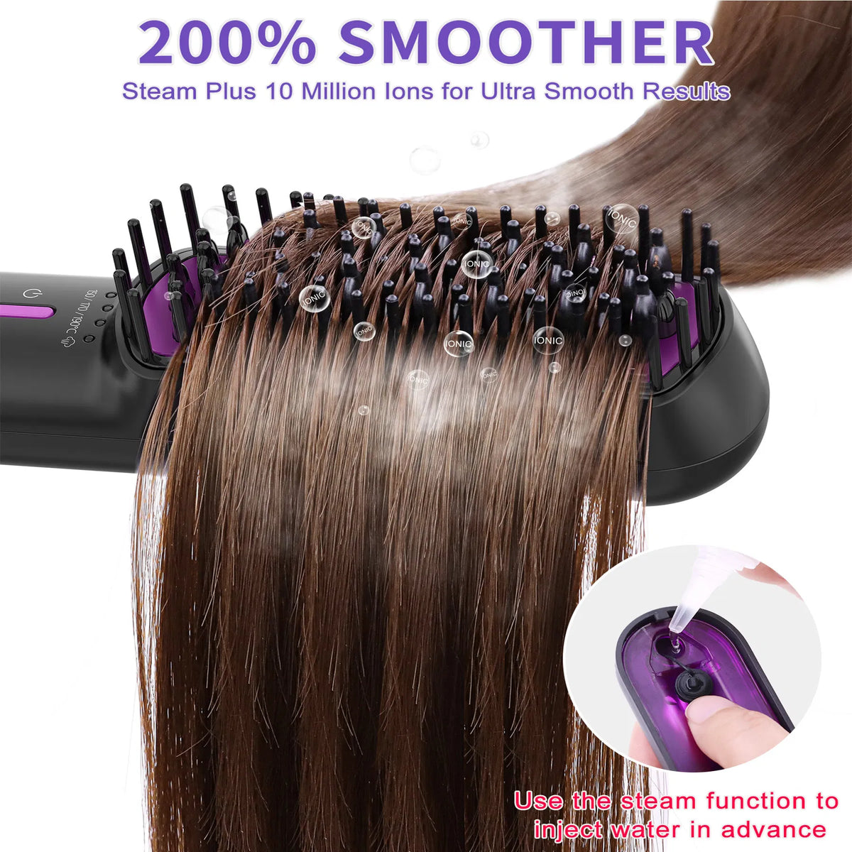 Revitalize Your Hair with the Ionic Steam Straightening Brush for Silky Smooth Styles - Nook & Nest