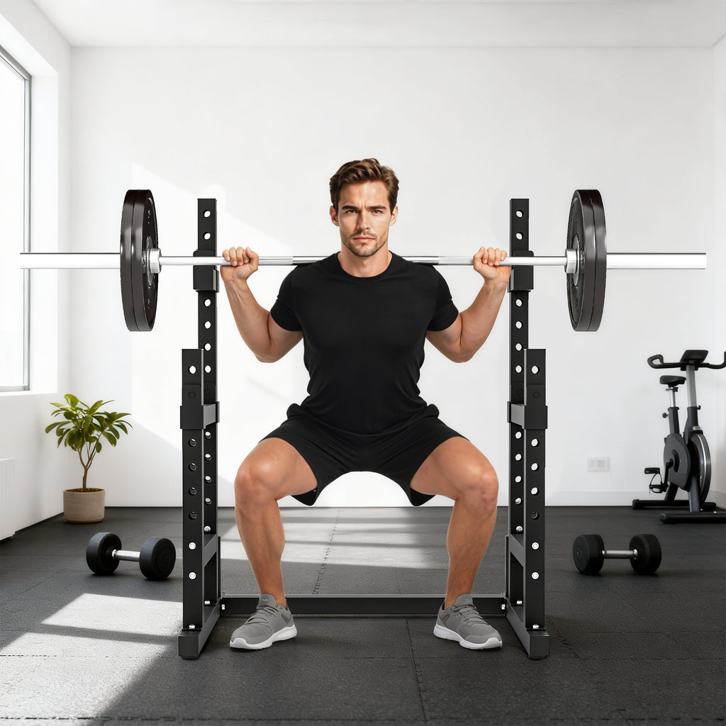 Adjustable Squat Rack, 660lbs Multi-Functional Bench Press Rack for Weight Lifting Home Gym Strength Training, Black - Nook & Nest