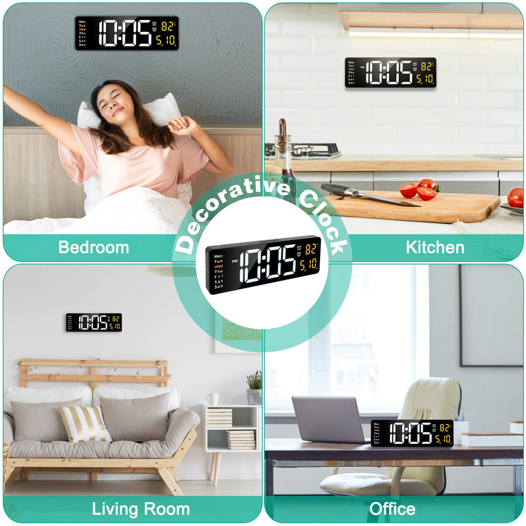 15.7-Inch LED Digital Wall Clock with Remote - Nook & Nest