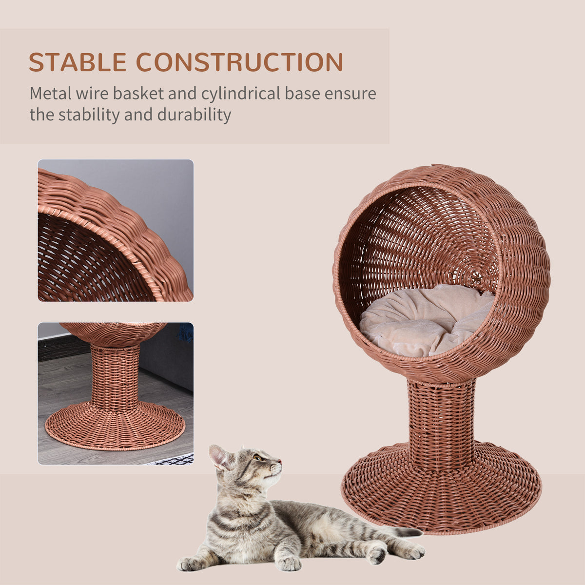 Elevated Cat Bed with Egg Chair – The Ultimate Cozy Retreat for Your Feline Friend - Nook & Nest