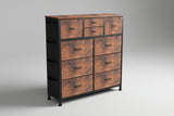 10-Drawer Dresser – Side Pocket, Hooks & Wood Top
