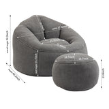 Bean Bag Sofa Chair with Footrest, Grey - Nook & Nest