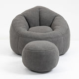 Bean Bag Sofa Chair with Footrest, Grey - Nook & Nest