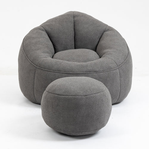 Bean Bag Sofa Chair with Footrest, Grey - Nook & Nest