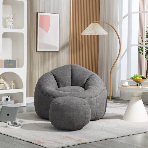 Bean Bag Sofa Chair with Footrest, Grey - Nook & Nest