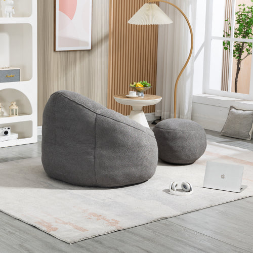 Bean Bag Sofa Chair with Footrest, Grey - Nook & Nest