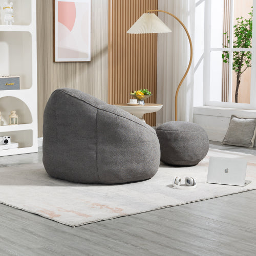 Bean Bag Sofa Chair with Footrest, Grey - Nook & Nest