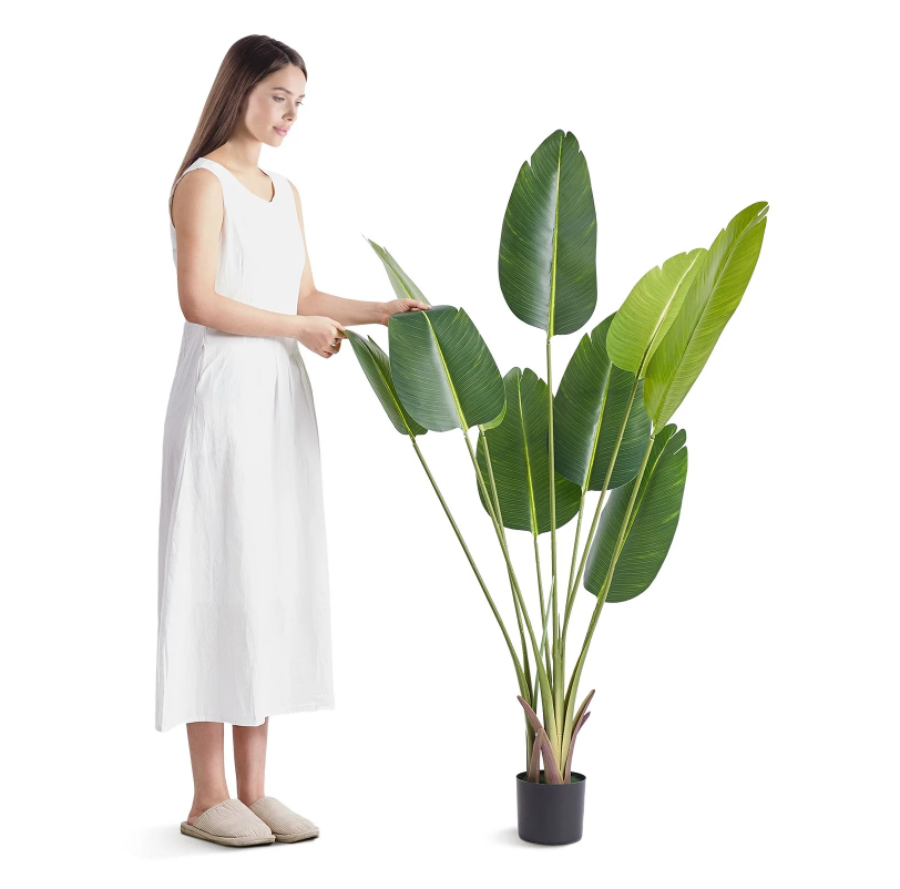 Birds Of Paradise Tree, 5 FT Tall Plant, PE Material & Anti-Tip Tilt Protection Low-Maintenance Plant, Lifelike Green Tree For Home Office Warehouse Decor Indoor Outdoor - Nook & Nest