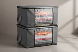 Large Clothes Storage Bags – 90L, Clear Window, Dual Zipper (Set of 2) - Nook & Nest