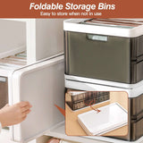 Stackable Storage Bins with Dividers – 3-Pack, Foldable Fabric, Dark B - Nook & Nest