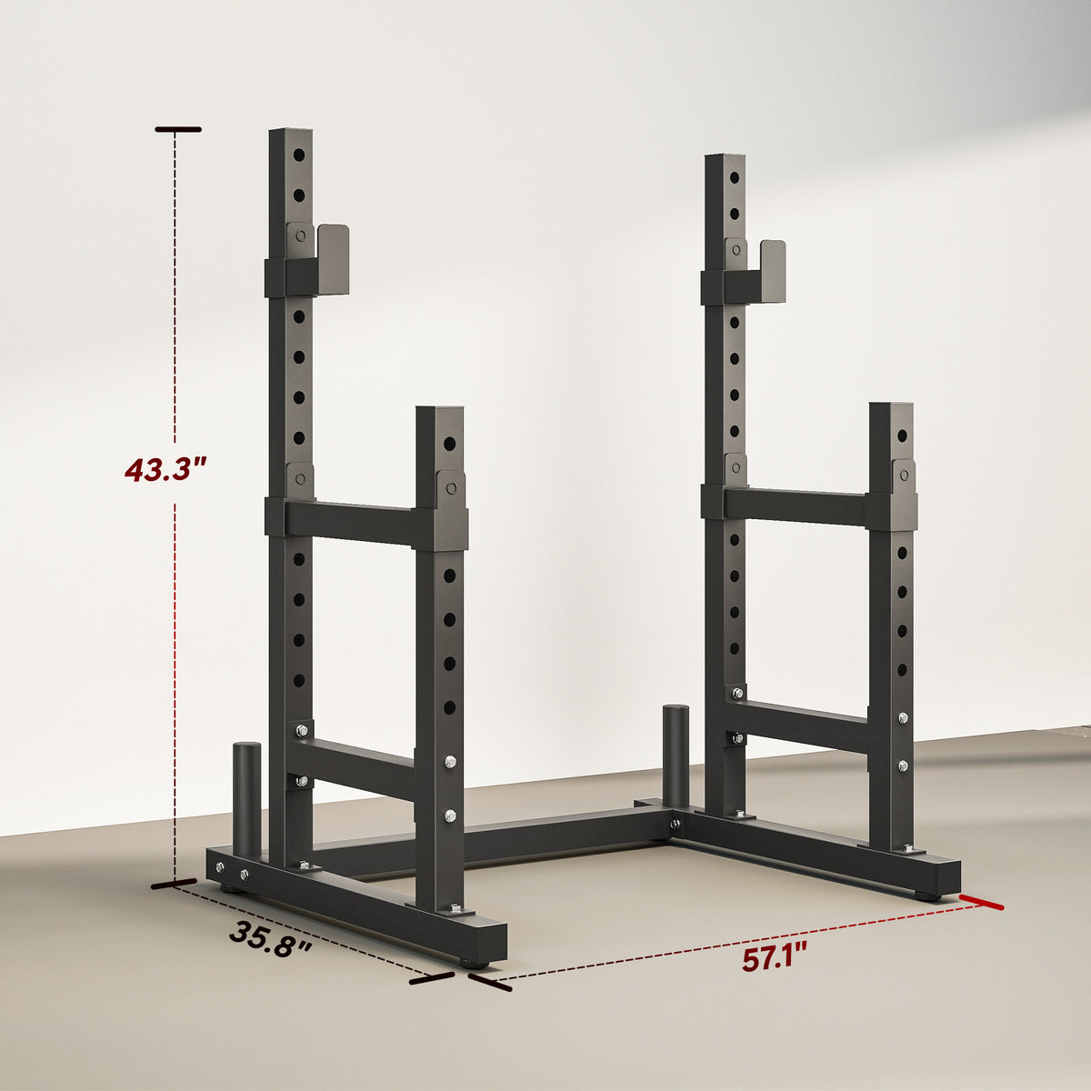 Adjustable Squat Rack, 660lbs Multi-Functional Bench Press Rack for Weight Lifting Home Gym Strength Training, Black - Nook & Nest
