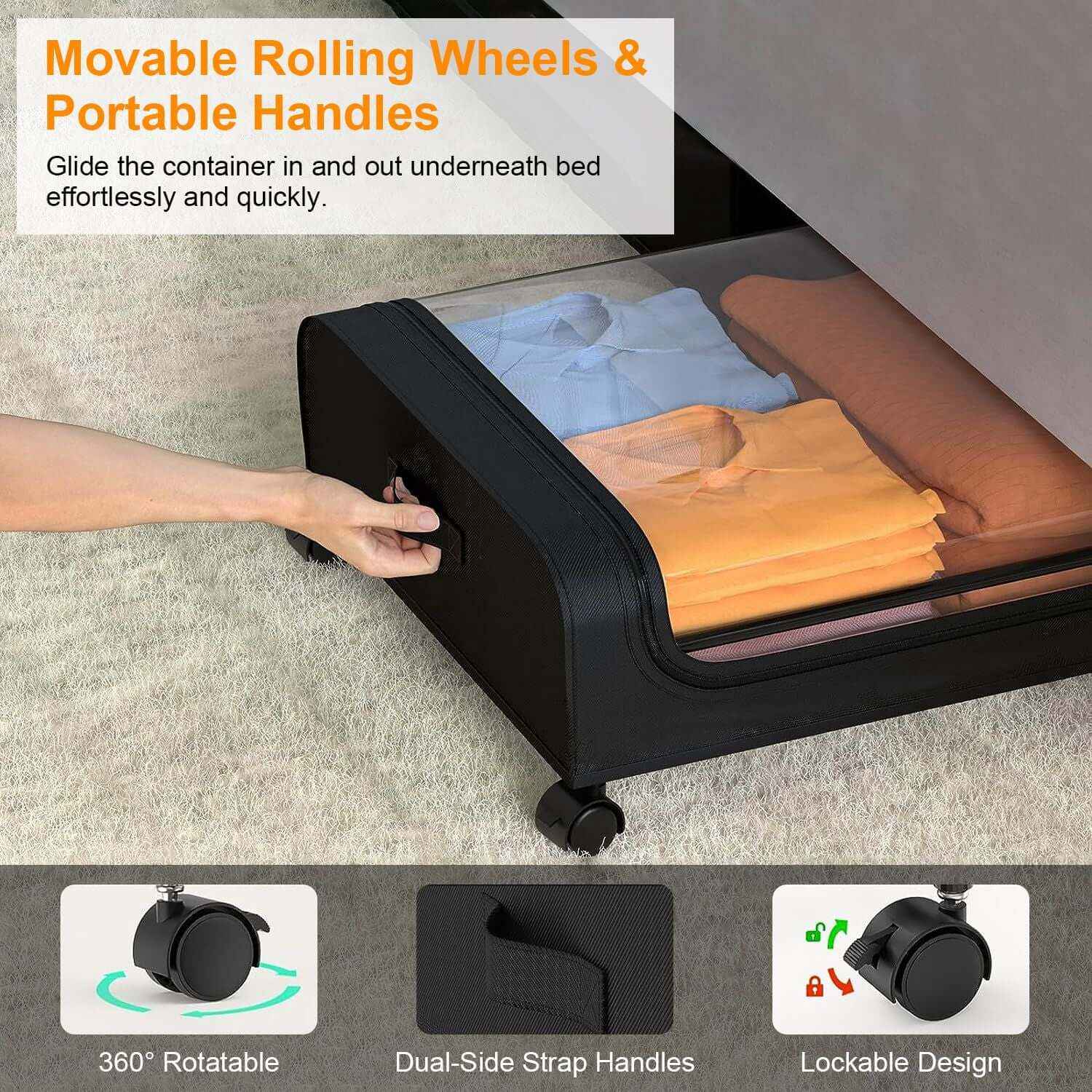Under Bed Storage Containers - Streamline Your Space with Clear Lids & Wheels (2 Pack, 42L) - Nook & Nest