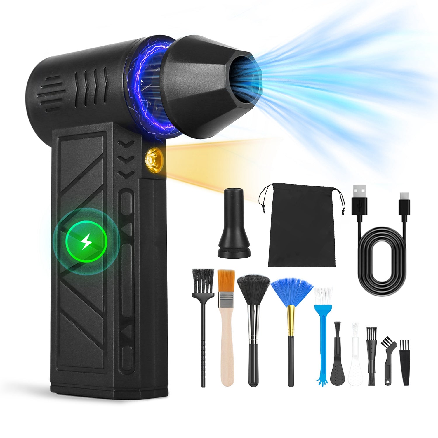 Cordless Air Duster with LED Light - Rechargeable & High-Speed Cleaning Power - Nook & Nest