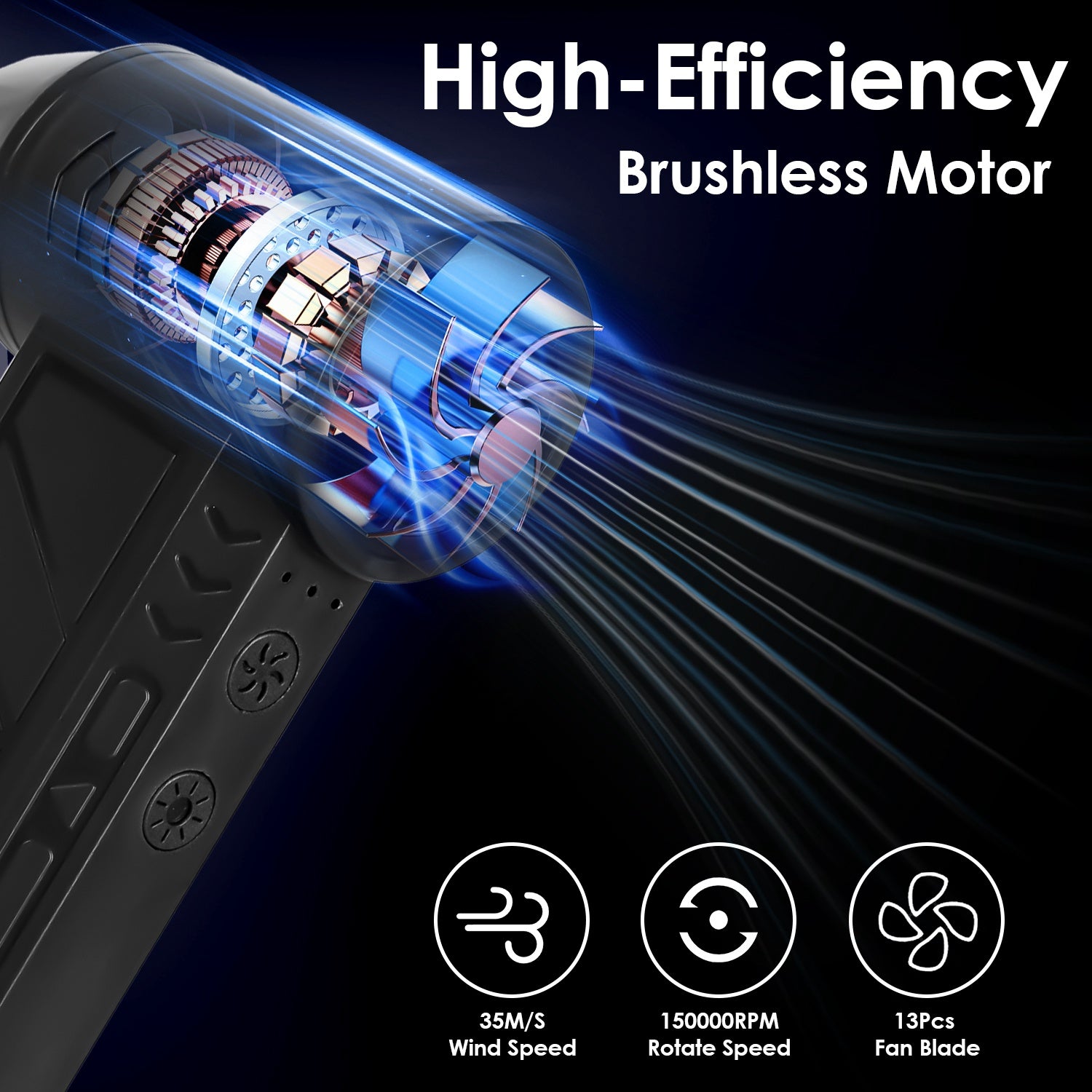 Cordless Air Duster with LED Light - Rechargeable & High-Speed Cleaning Power - Nook & Nest
