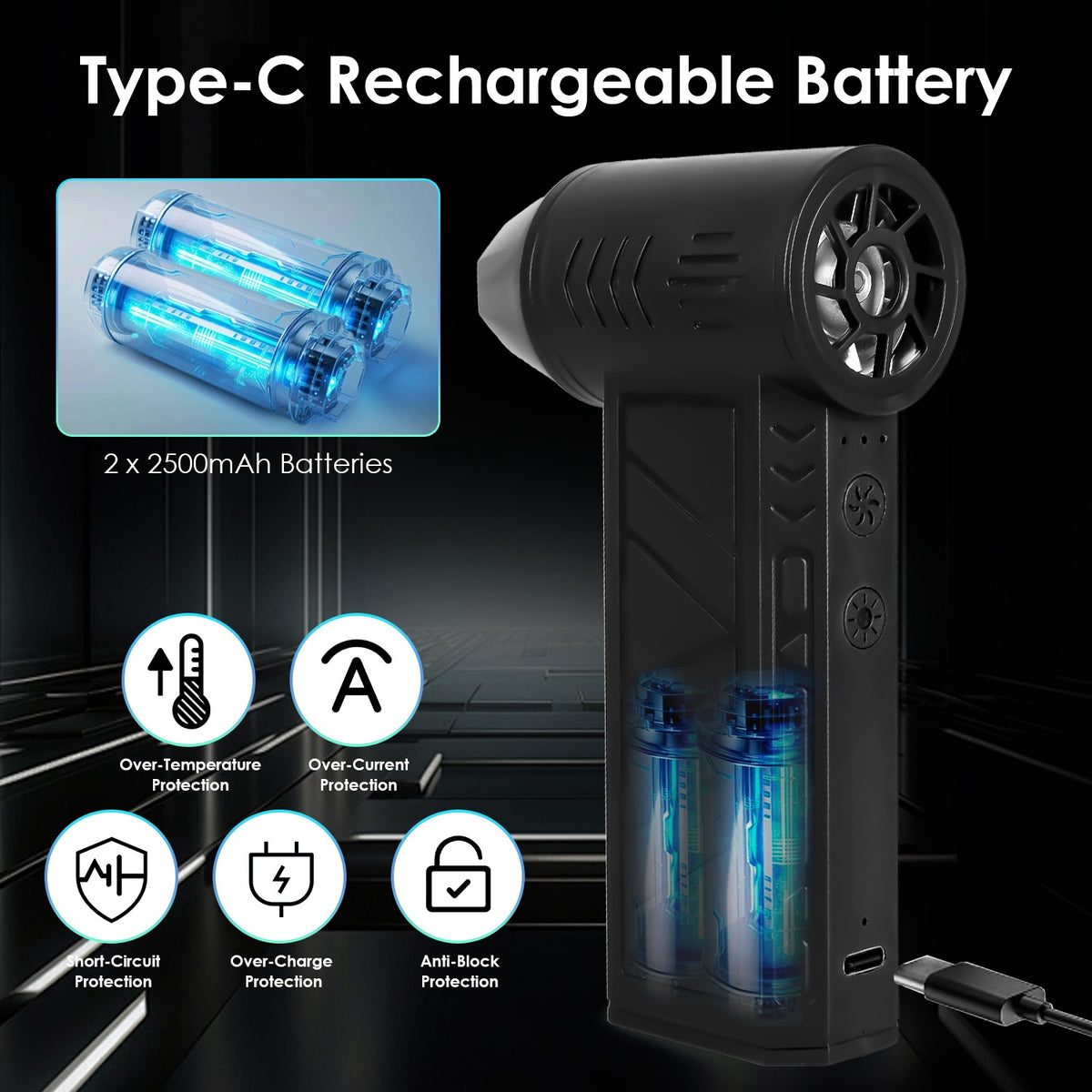 Cordless Air Duster with LED Light - Rechargeable & High-Speed Cleaning Power - Nook & Nest